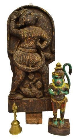 3 INDIA CARVED HANUMAN FIGURE  3c2056