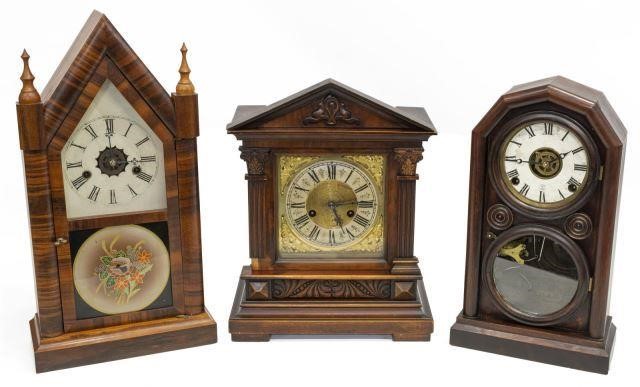  3 AMERICAN SHELF CLOCKS INGRAHAM  3c2074