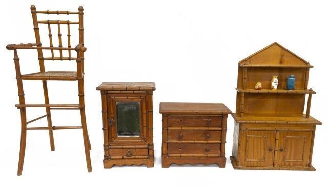 (4) FRENCH FAUX BAMBOO DOLL'S FURNITURE,