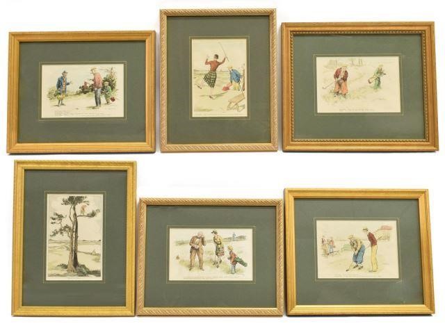 (6) FRAMED PUNCH MAGAZINE GOLF ILLUSTRATION