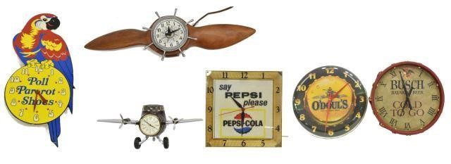 (6) NOVELTY & ADVERTISING ELECTRIC CLOCKS(lot