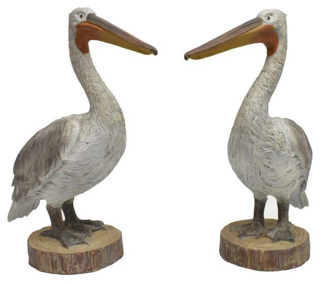 (2) CAST FIGURES OF BIRDS, PELICANS(lot