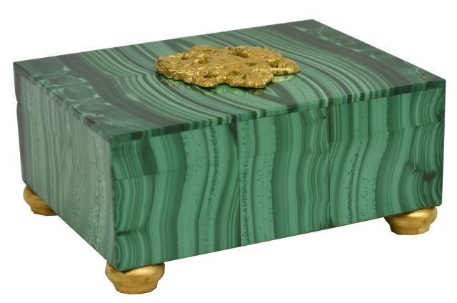 GILT METAL MOUNTED GREEN MALACHITE 3c2112