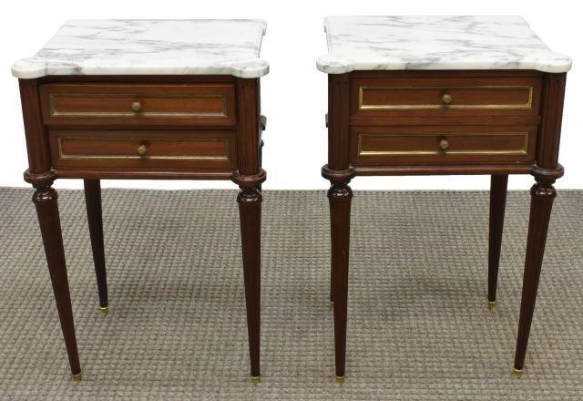 2) LOUIS XVI STYLE MARBLE-TOP MAHOGANY