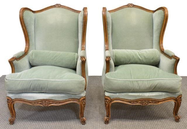 (2) LOUIS XV STYLE UPHOLSTERED