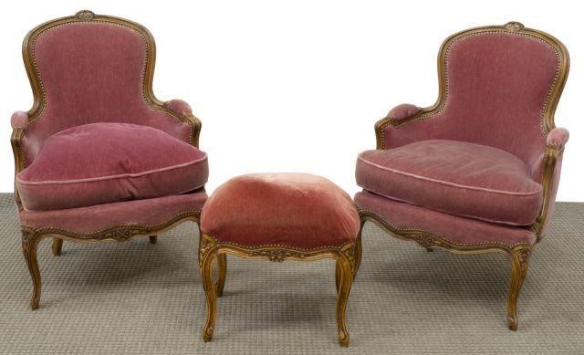 (3) LOUIS XV STYLE CARVED SEATING