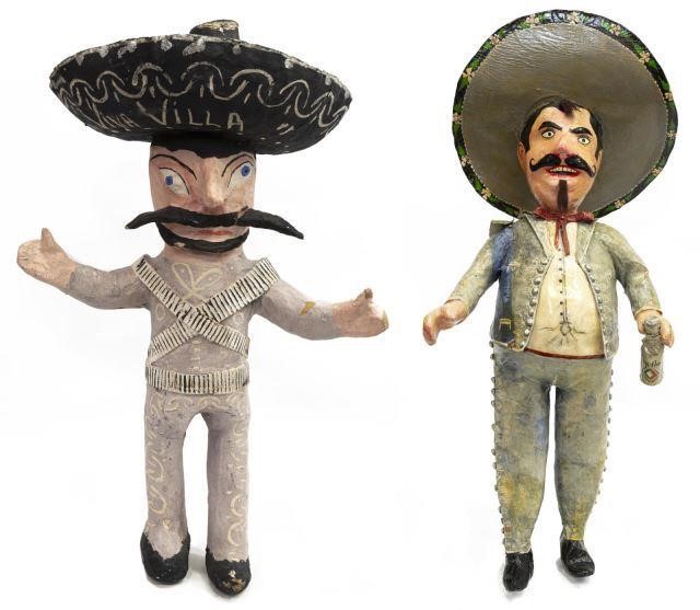 (2) HAND-PAINTED PAPIER-MACHE FIGURES,