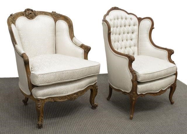 (2) LOUIS XV STYLE UPHOLSTERED