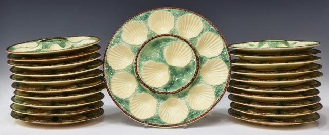 21 FRENCH MAJOLICA OYSTER SERVICE 3c22a1