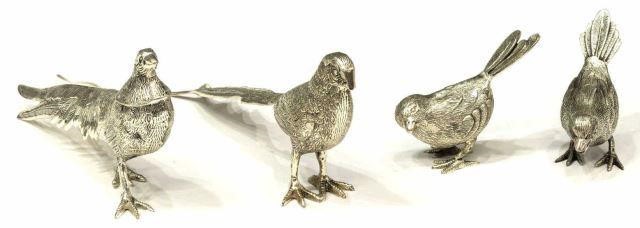 (4) SILVER-TONE METAL PHEASANTS