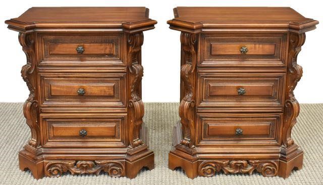 (2) ITALIAN BAROQUE STYLE WALNUT