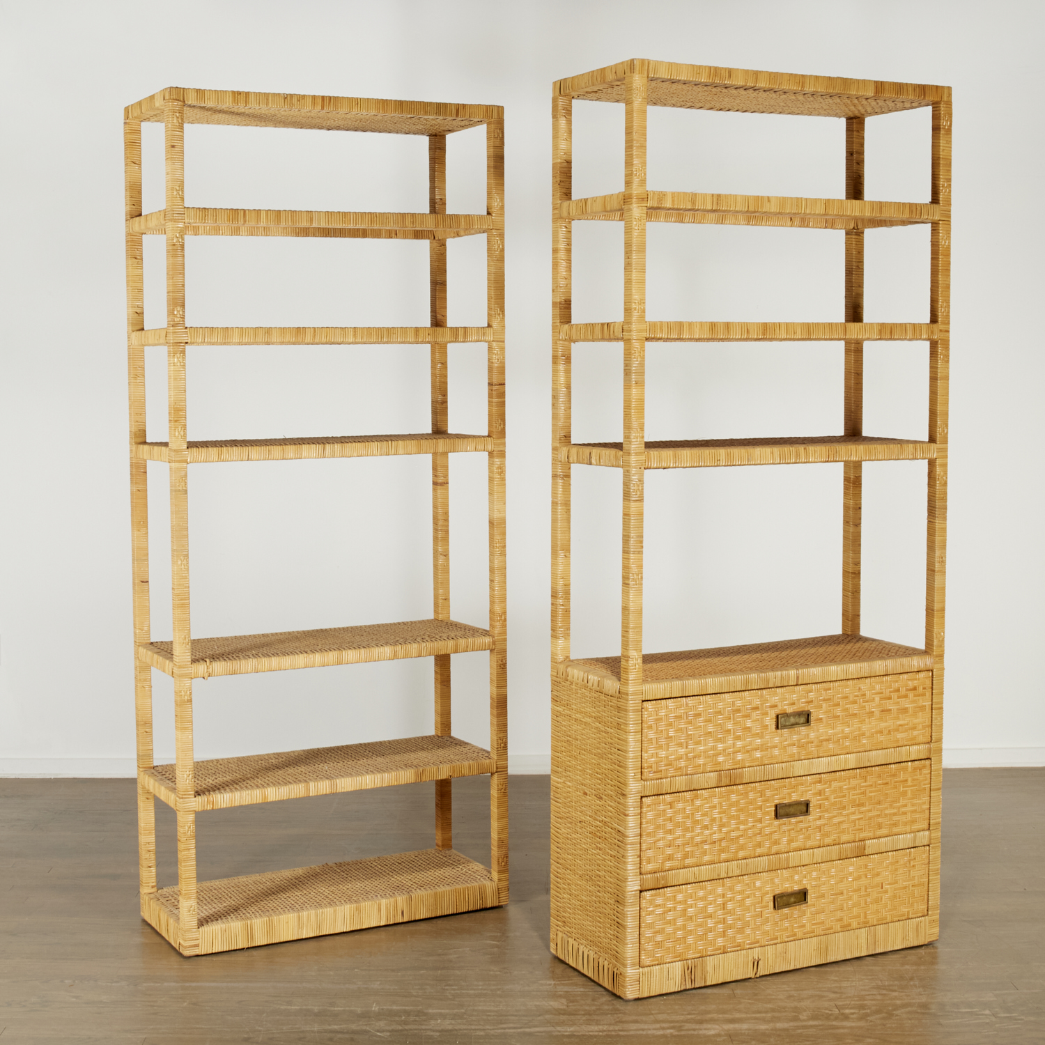 BIELECKY BROS (STYLE), (2) RATTAN-WRAPPED