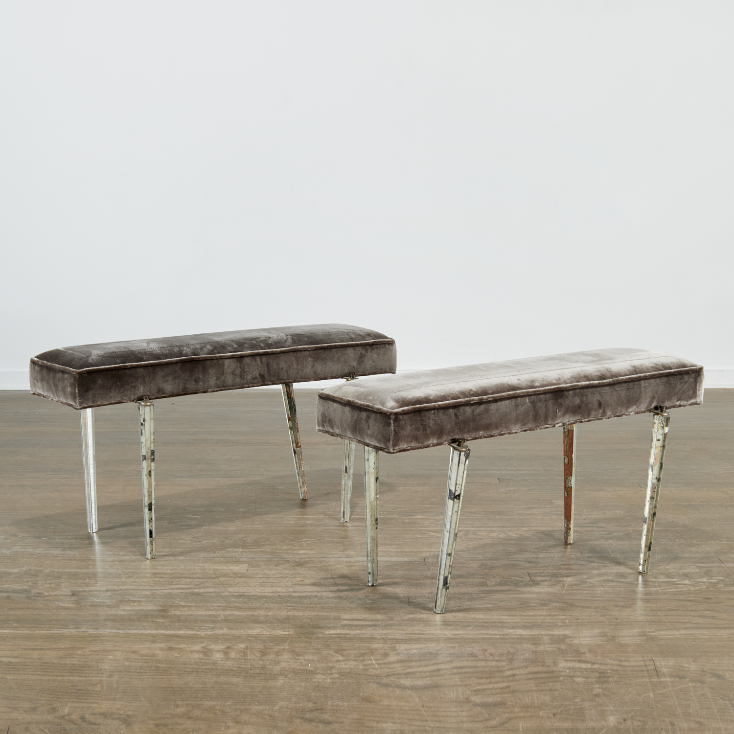 PAIR ART DECO BENCHES WITH MIRRORED