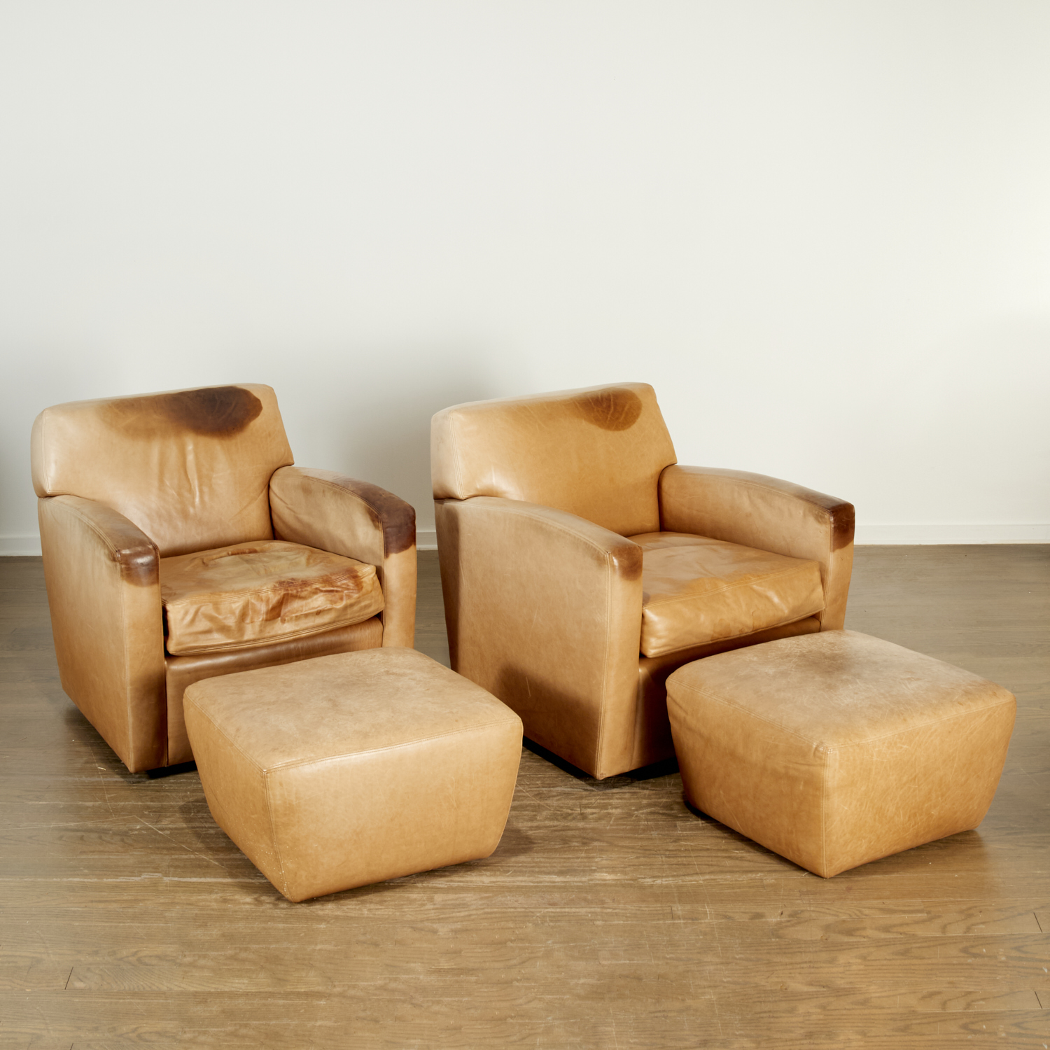 A. RUDIN, PAIR LEATHER SWIVEL CHAIRS