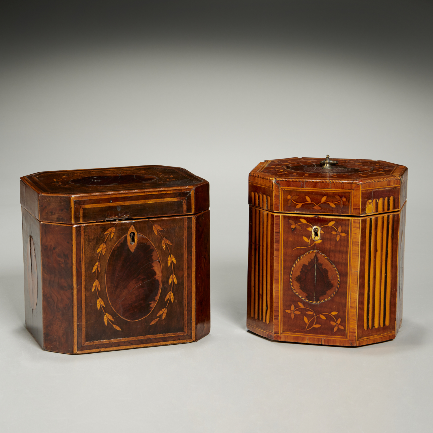  2 GEORGE III INLAID TEA CADDIES 3c25b2