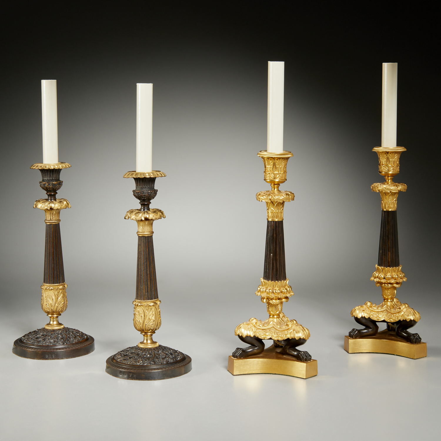  2 PAIRS EMPIRE STYLE BRONZE CANDLESTICK 3c25d4