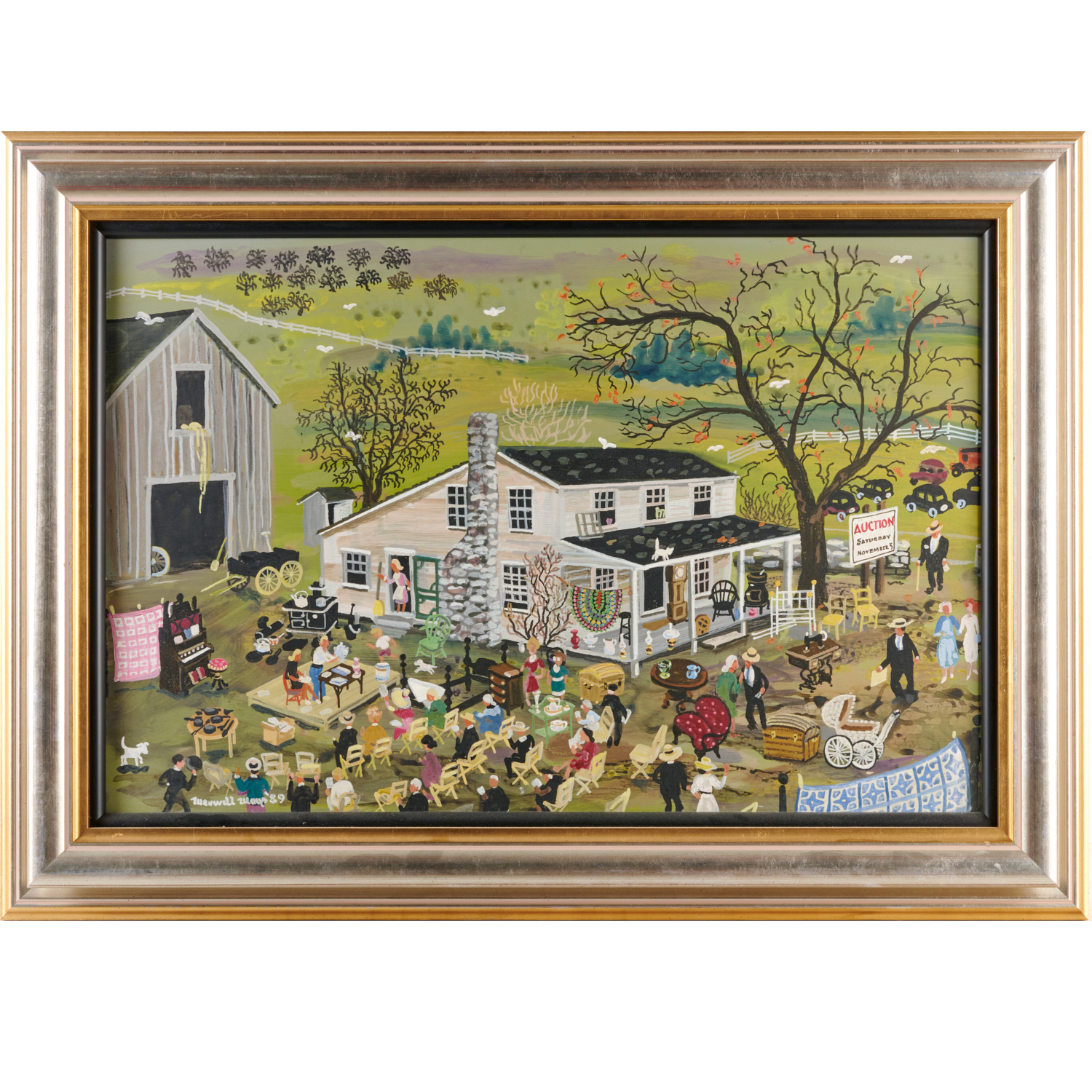 MAXWELL MAYS FOLK ART OIL ON BOARD  3c2662