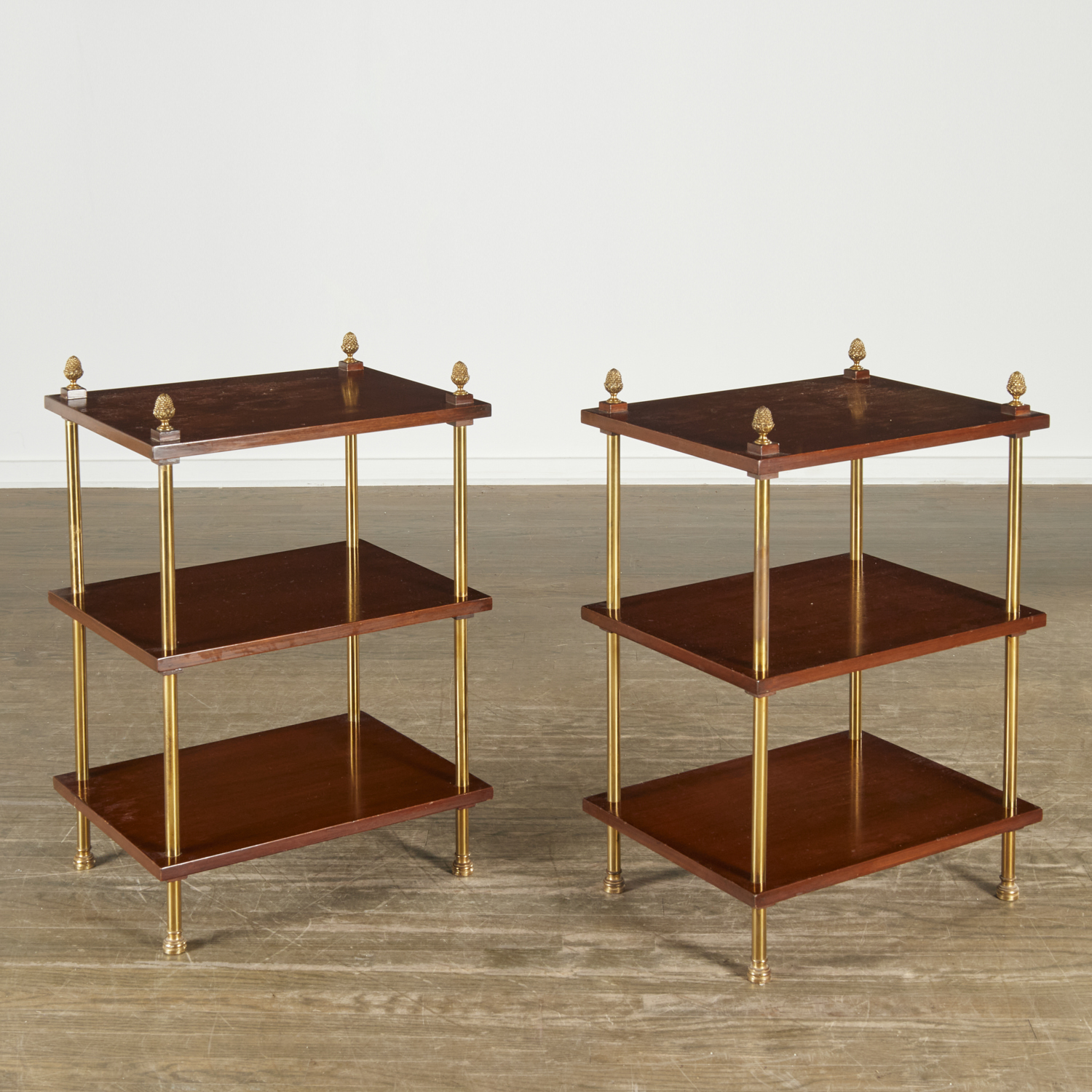 PAIR BAGUES STYLE MAHOGANY, BRASS