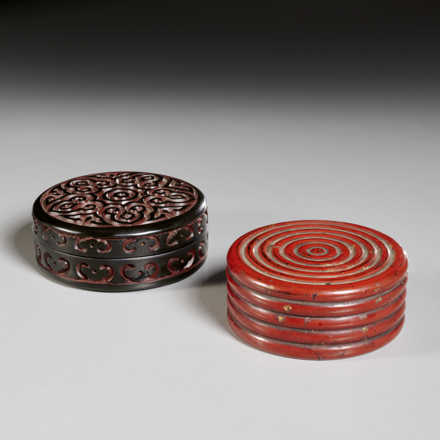 (2) CINNABAR LACQUERED BOXES, INCL.