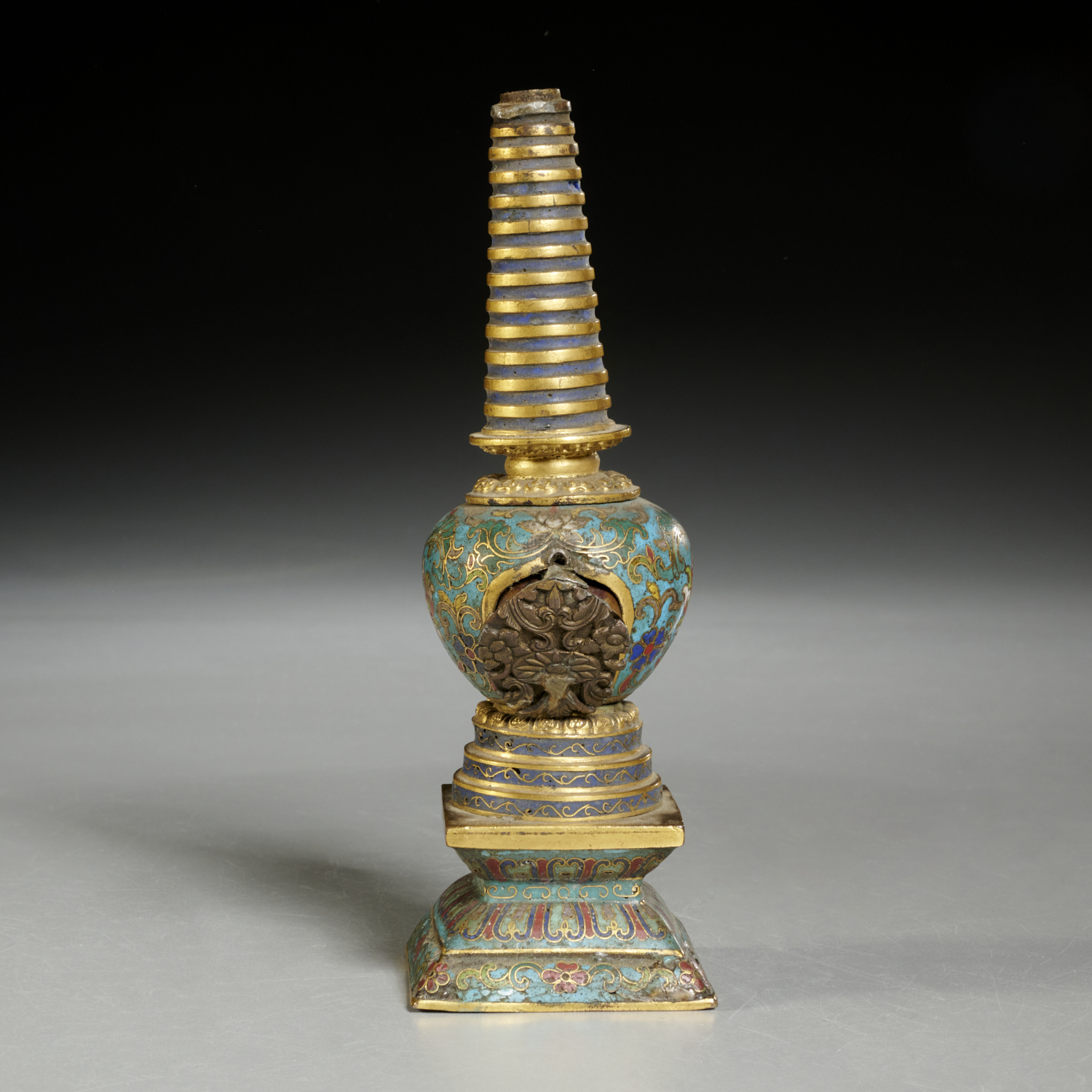 CHINESE GILT BRONZE AND CLOISONNE