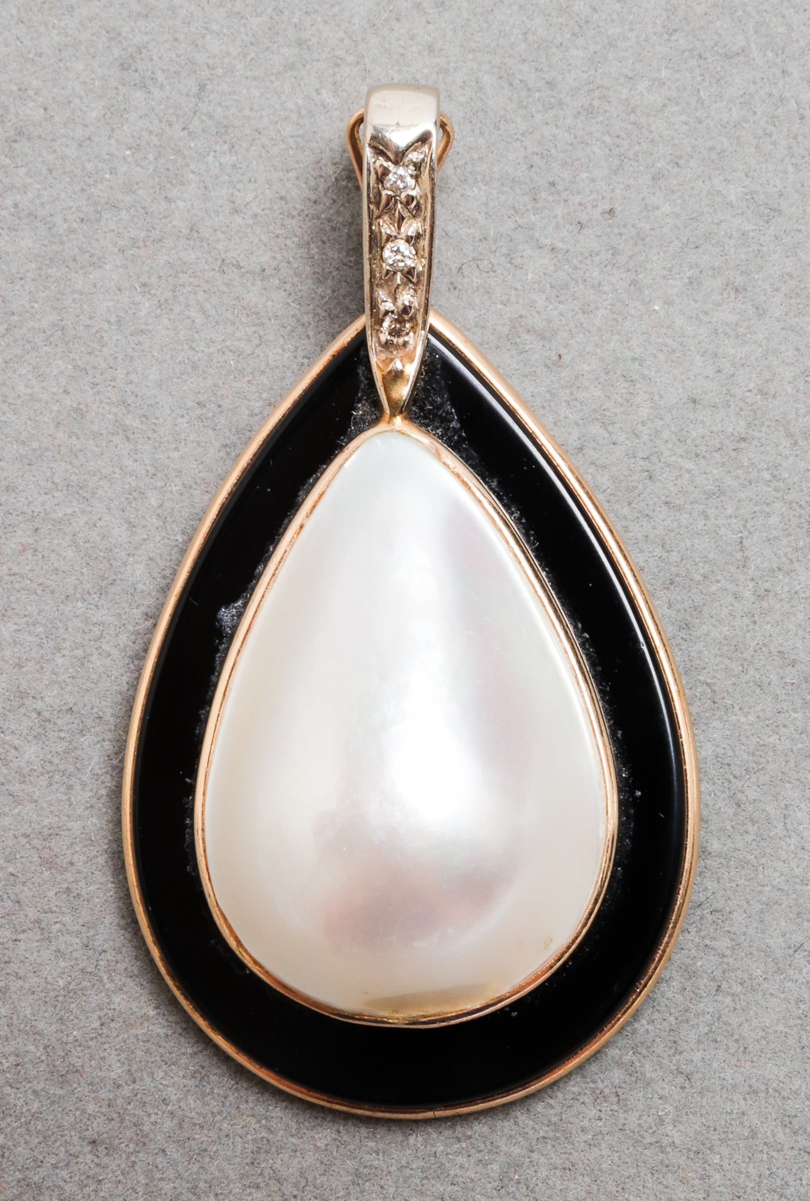 14K YG MABE PEARL ONYX DIAMOND 3c2852