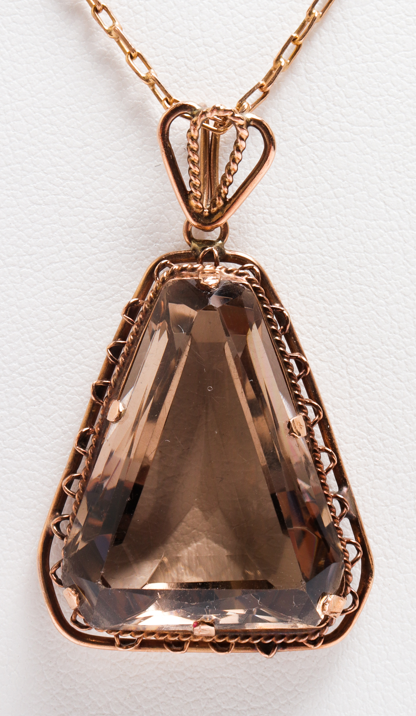 ANTIQUE 14K YELLOW GOLD SMOKY QUARTZ