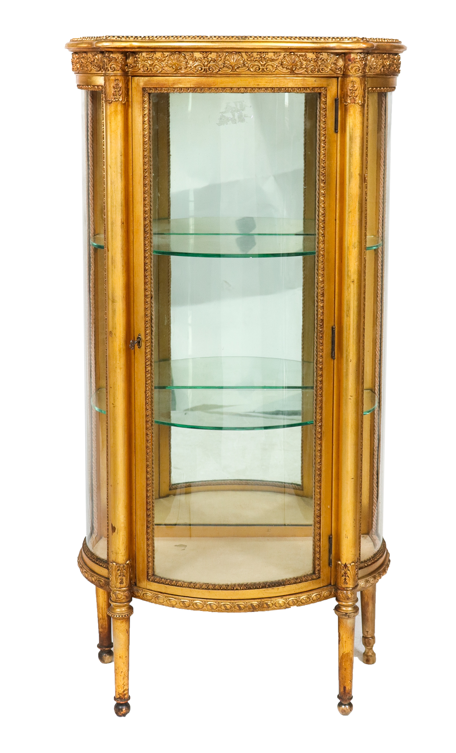 LOUIS XVI STYLE GILTWOOD & GLASS VITRINE