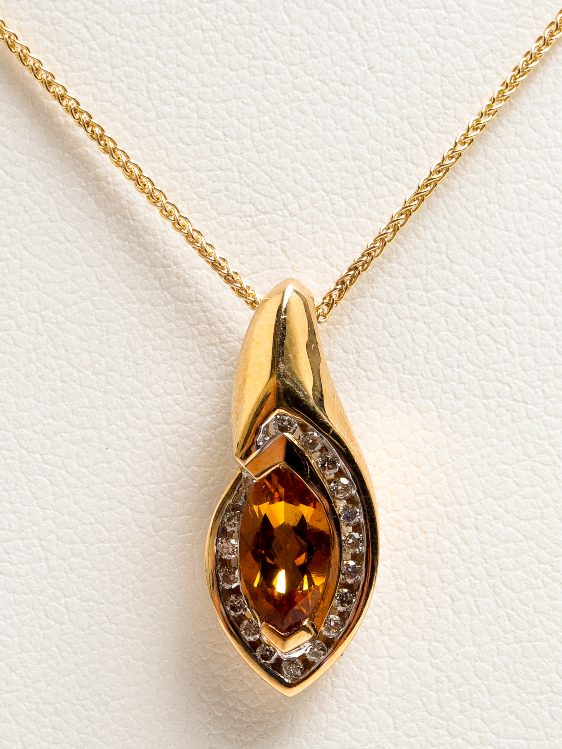 14K YELLOW GOLD DIAMOND & CITRINE