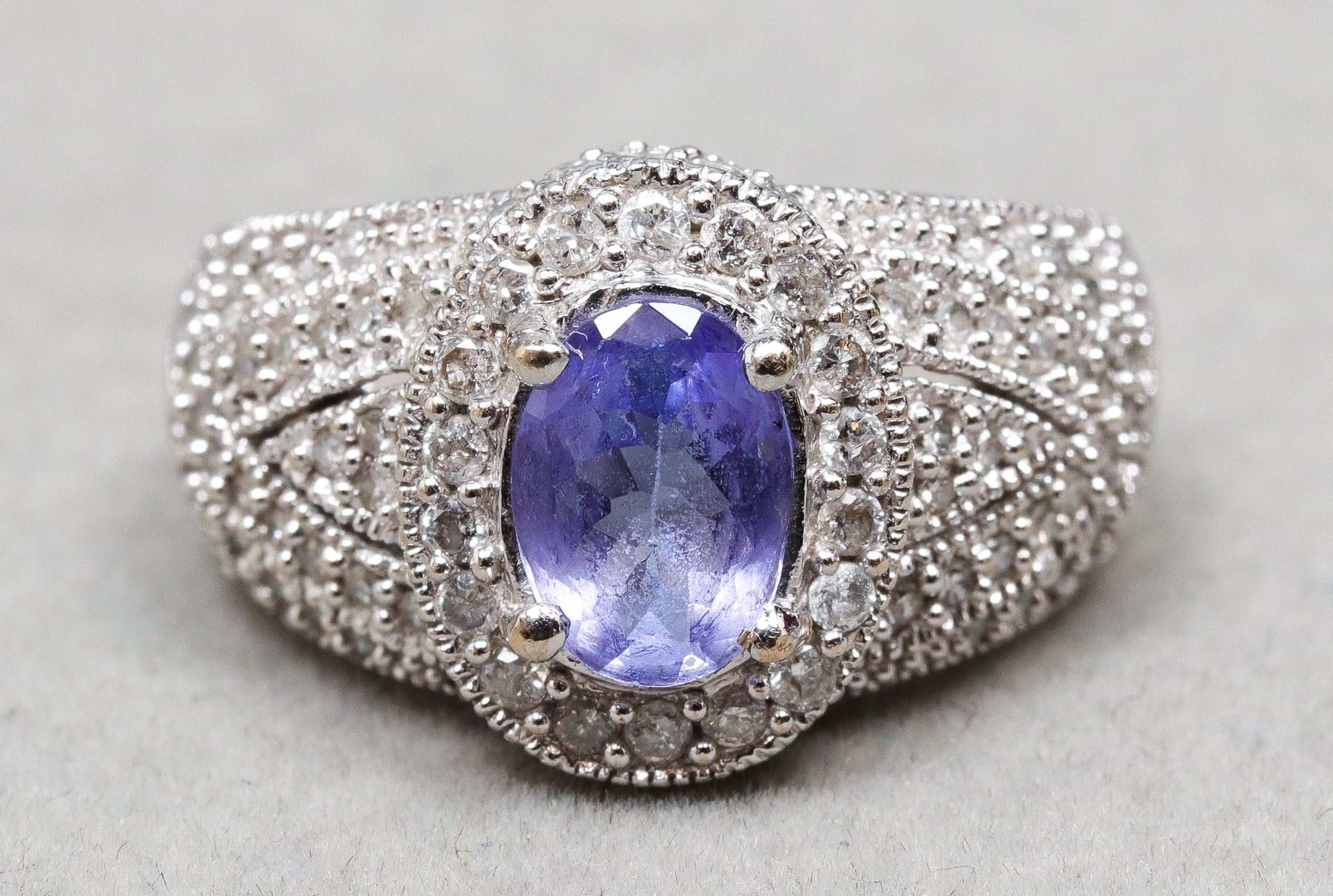 14K WHITE GOLD TANZANITE DIAMOND 3c28dd