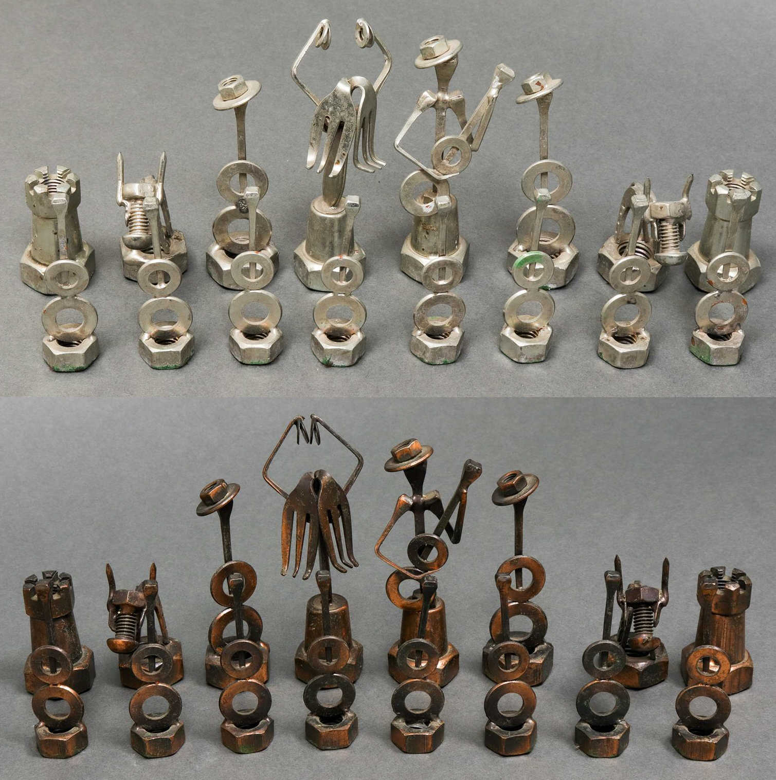 BRUTALIST NUTS AND BOLTS METAL CHESS