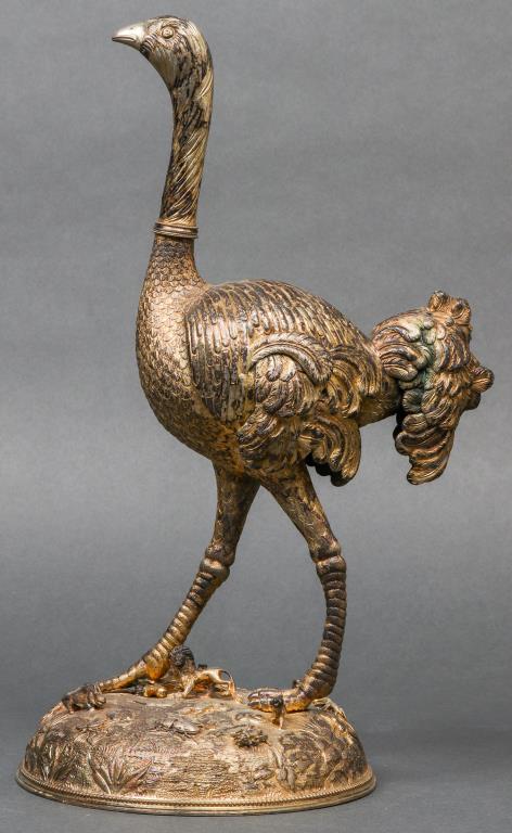 GERMAN HANAU SILVER OSTRICH FIGURE