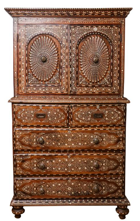 ANGLO-INDIAN BONE INLAID CHEST ON CHEST,