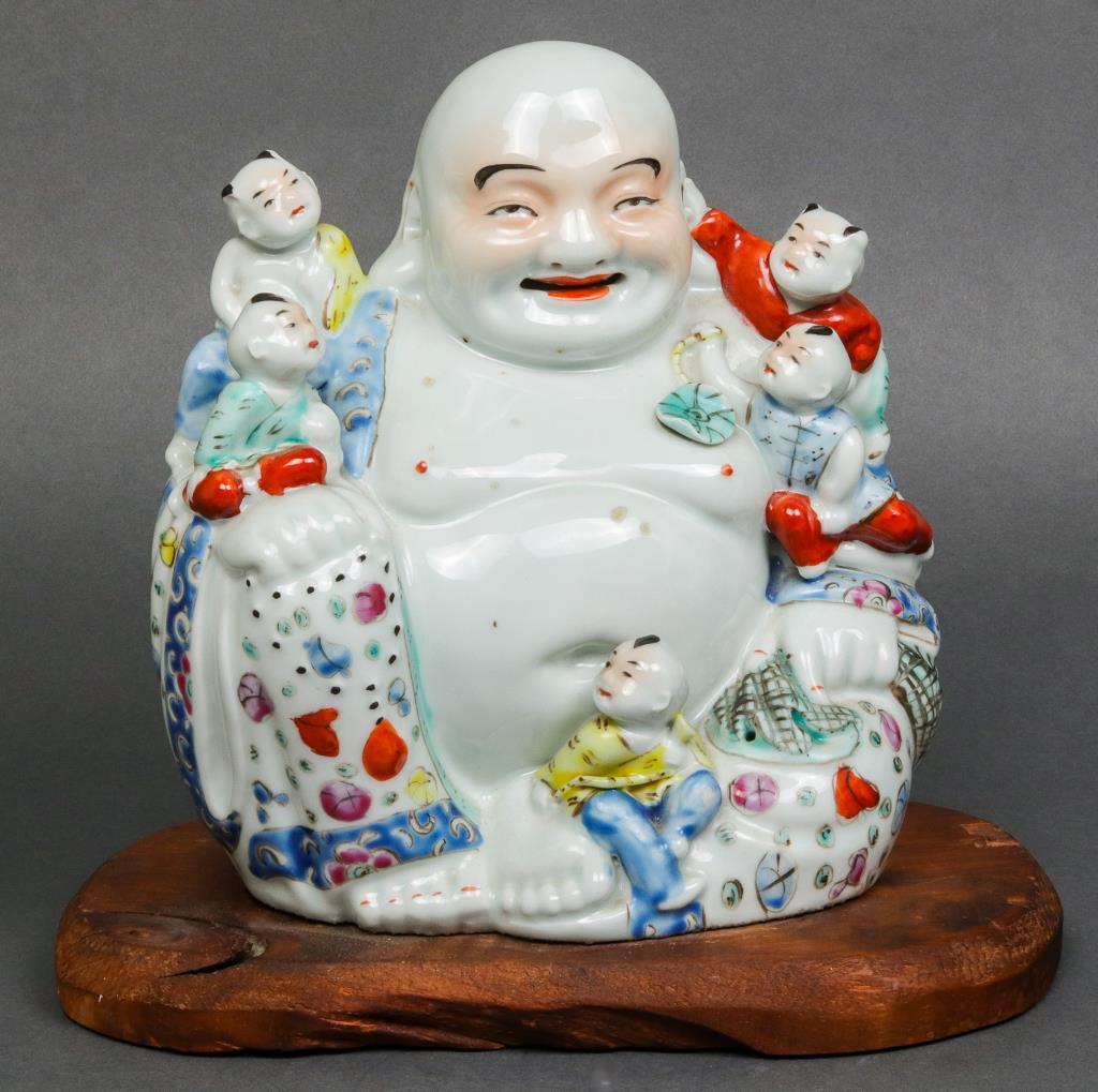 CHINESE POLYCHROME PORCELAIN LAUGHING