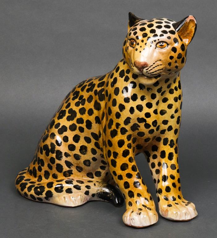 ITALIAN HAND PAINTED CERAMIC LEOPARD 3c2a31