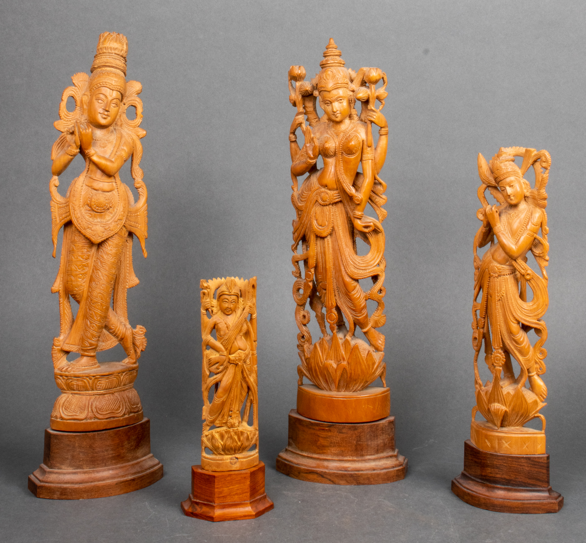 ASSORTED INDIAN HINDU WOOD SCULPTURES,