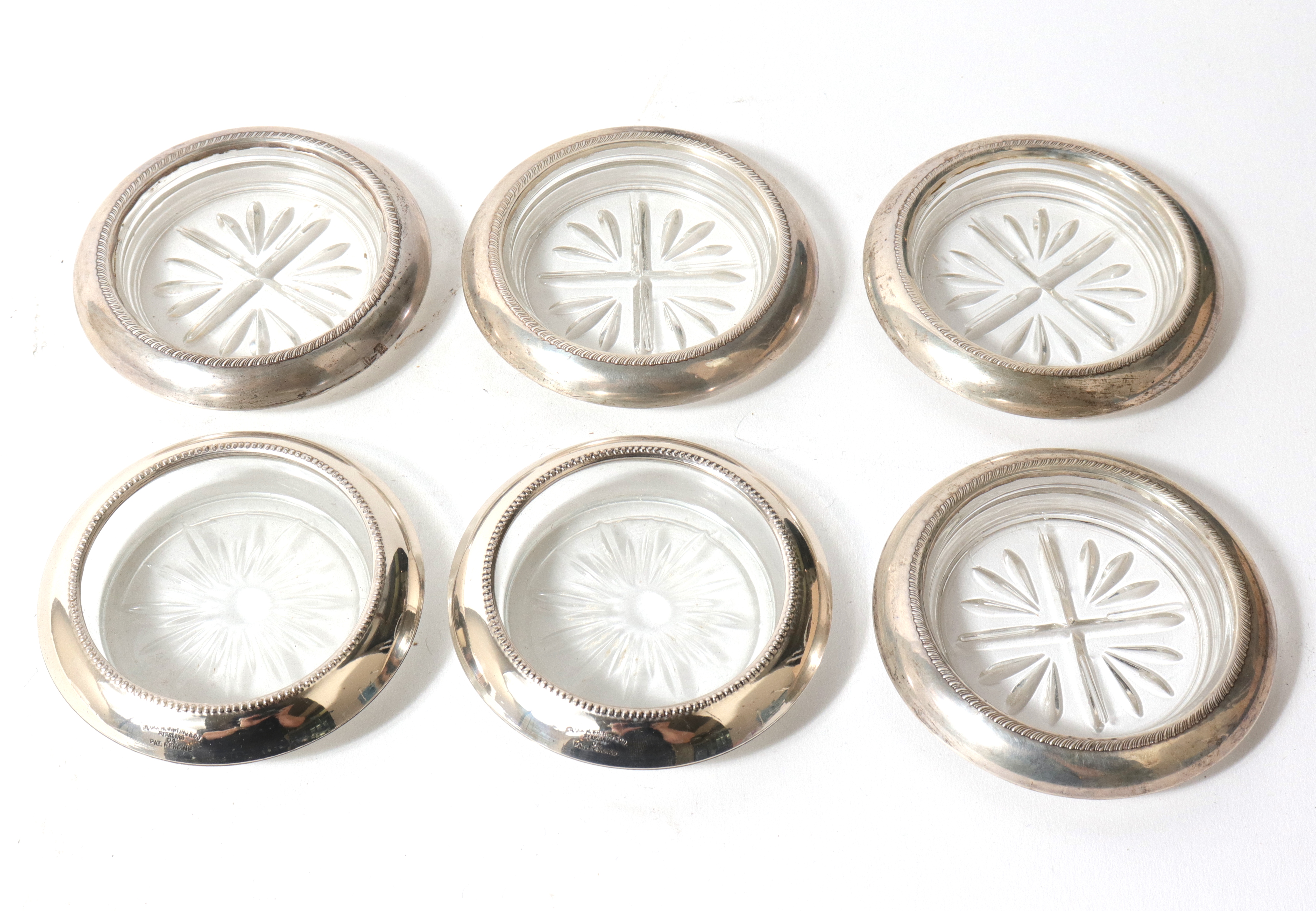 SILVER GLASS COASTERS SET OF 3c2a75