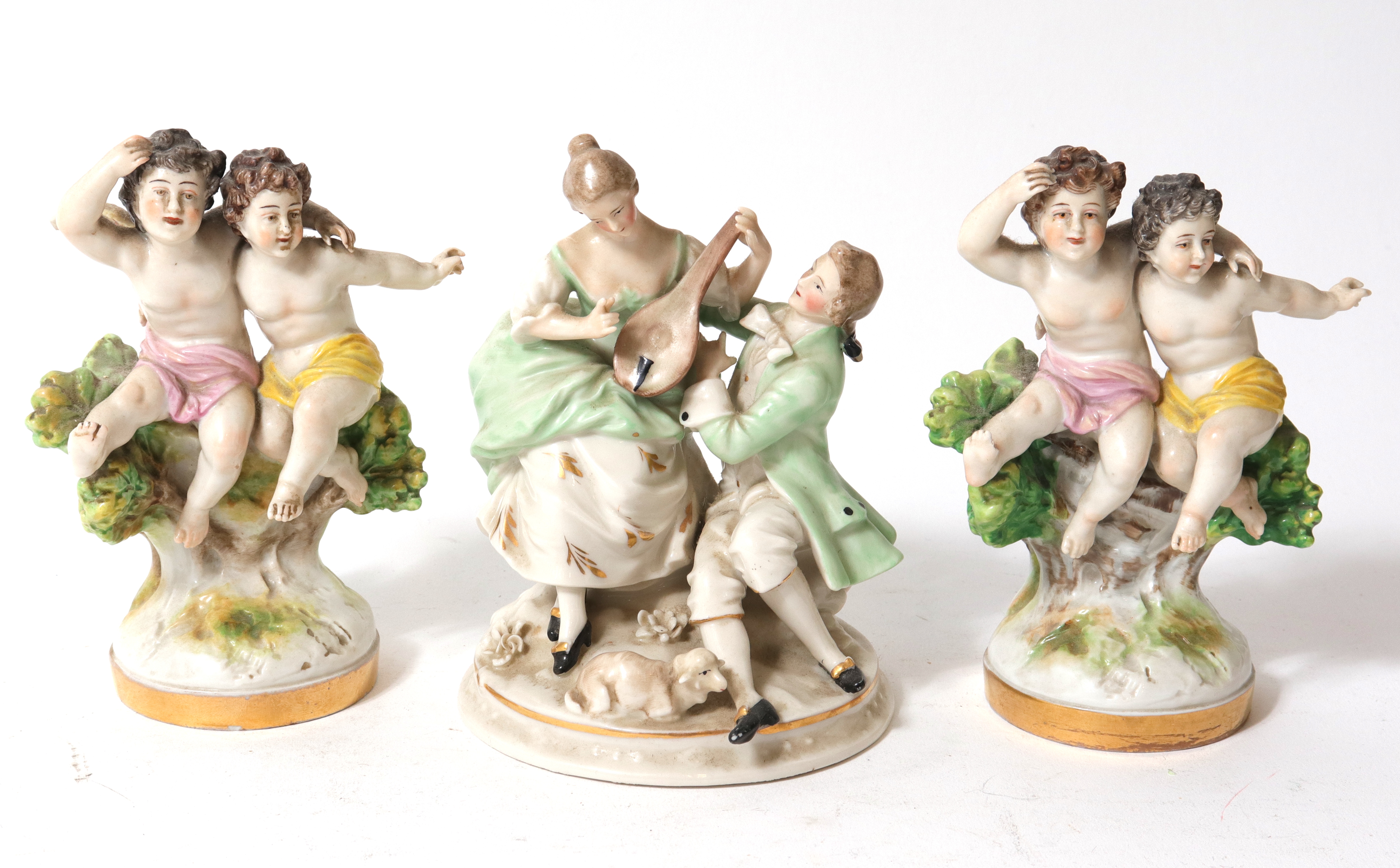 GILT POLYCHROME PORCELAIN FIGURINES  3c2a85