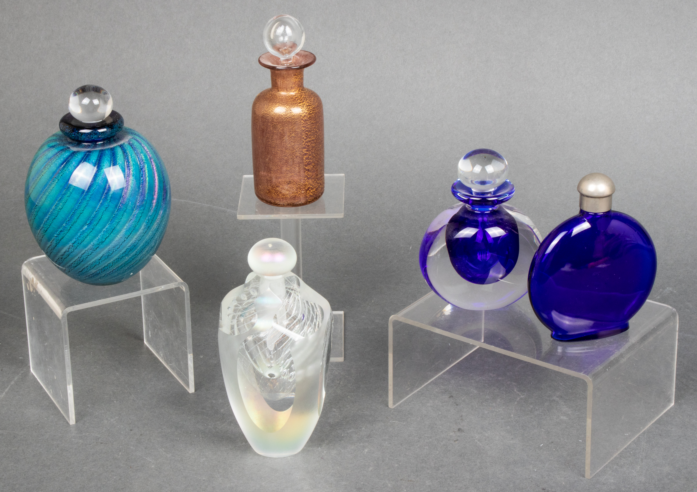 ART GLASS PERFUME BOTTLES, GROUP OF