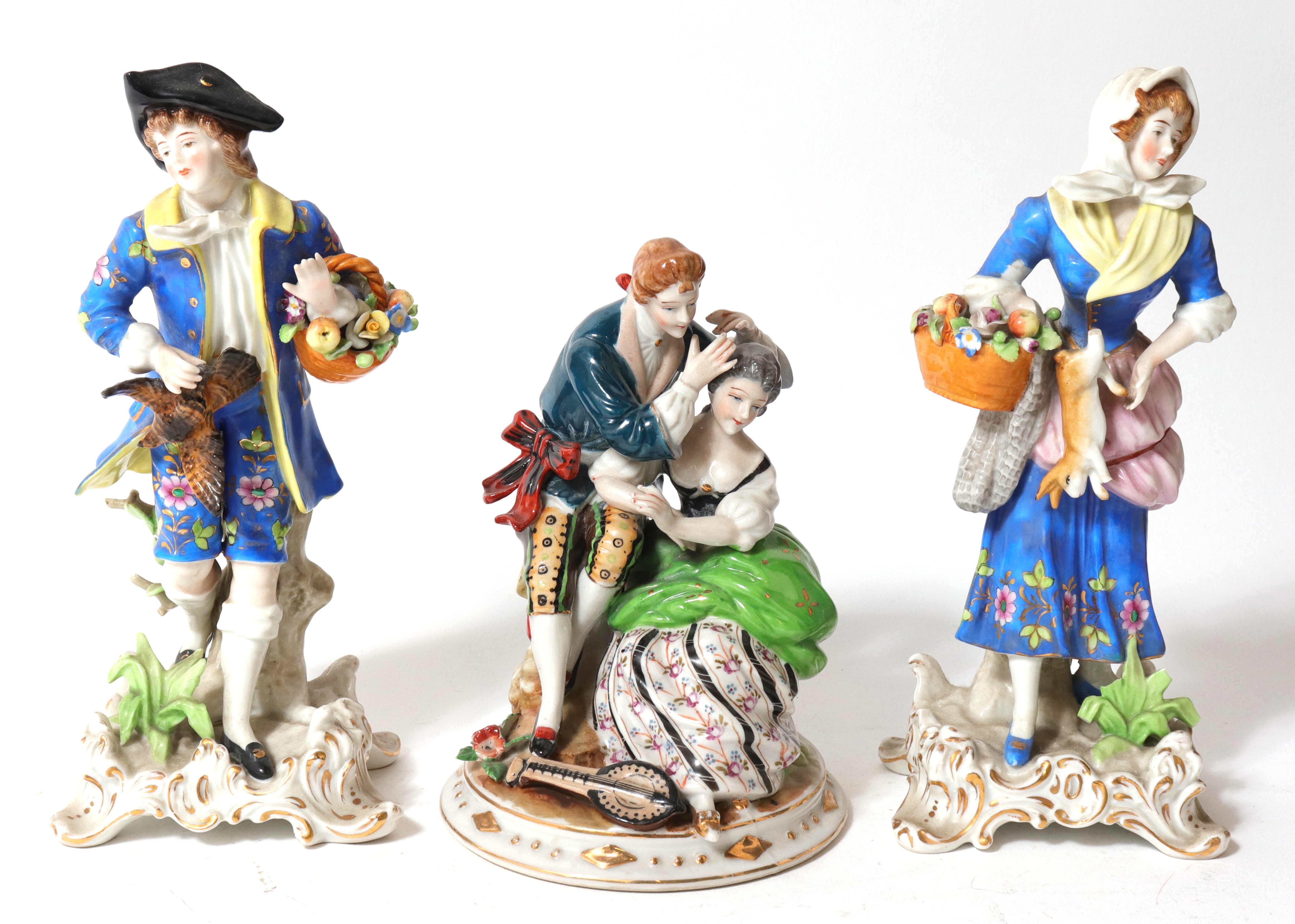 GILT POLYCHROME PORCELAIN FIGURINES  3c2ae8