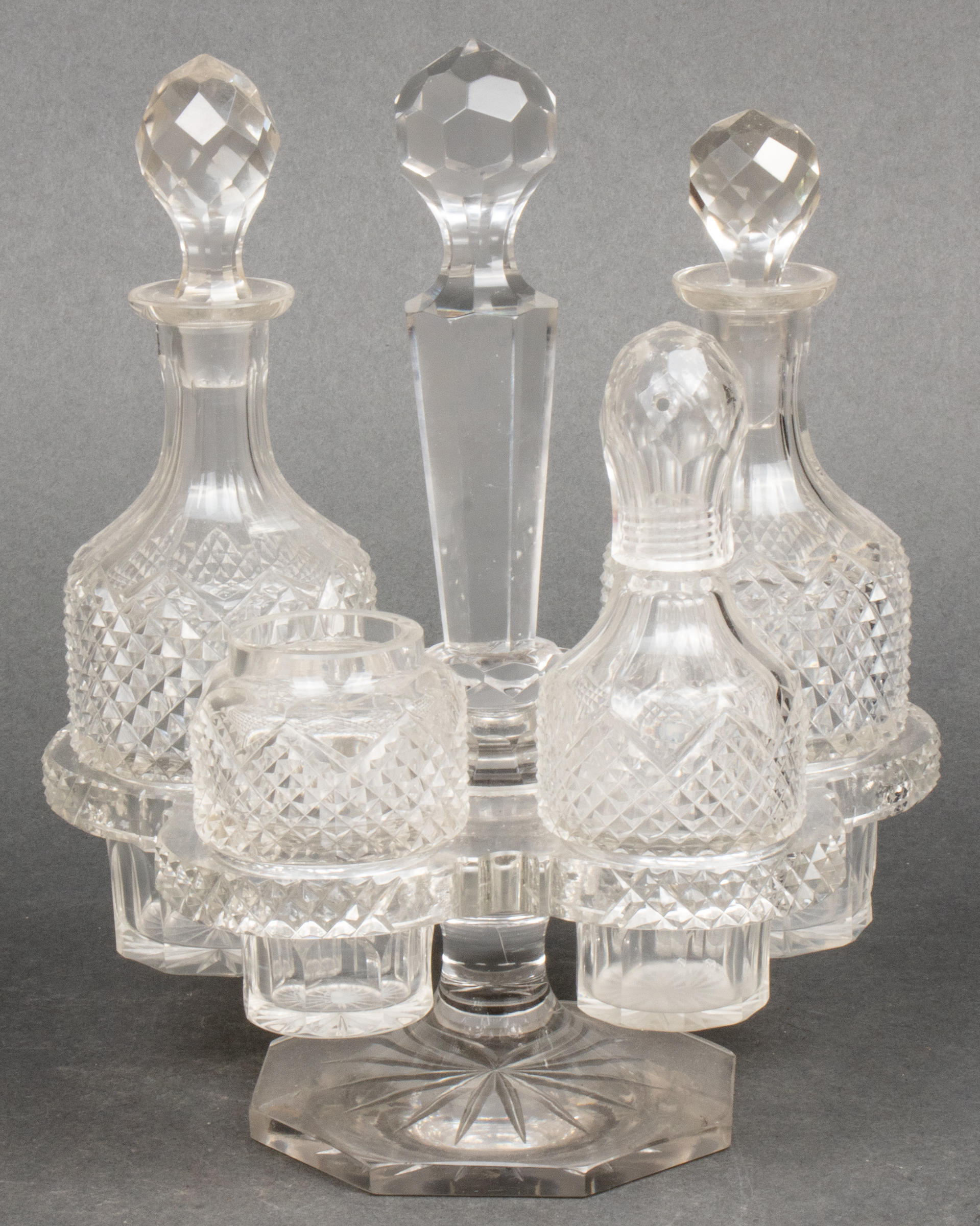 BOVEN CUT CRYSTAL CRUET SET, 19TH