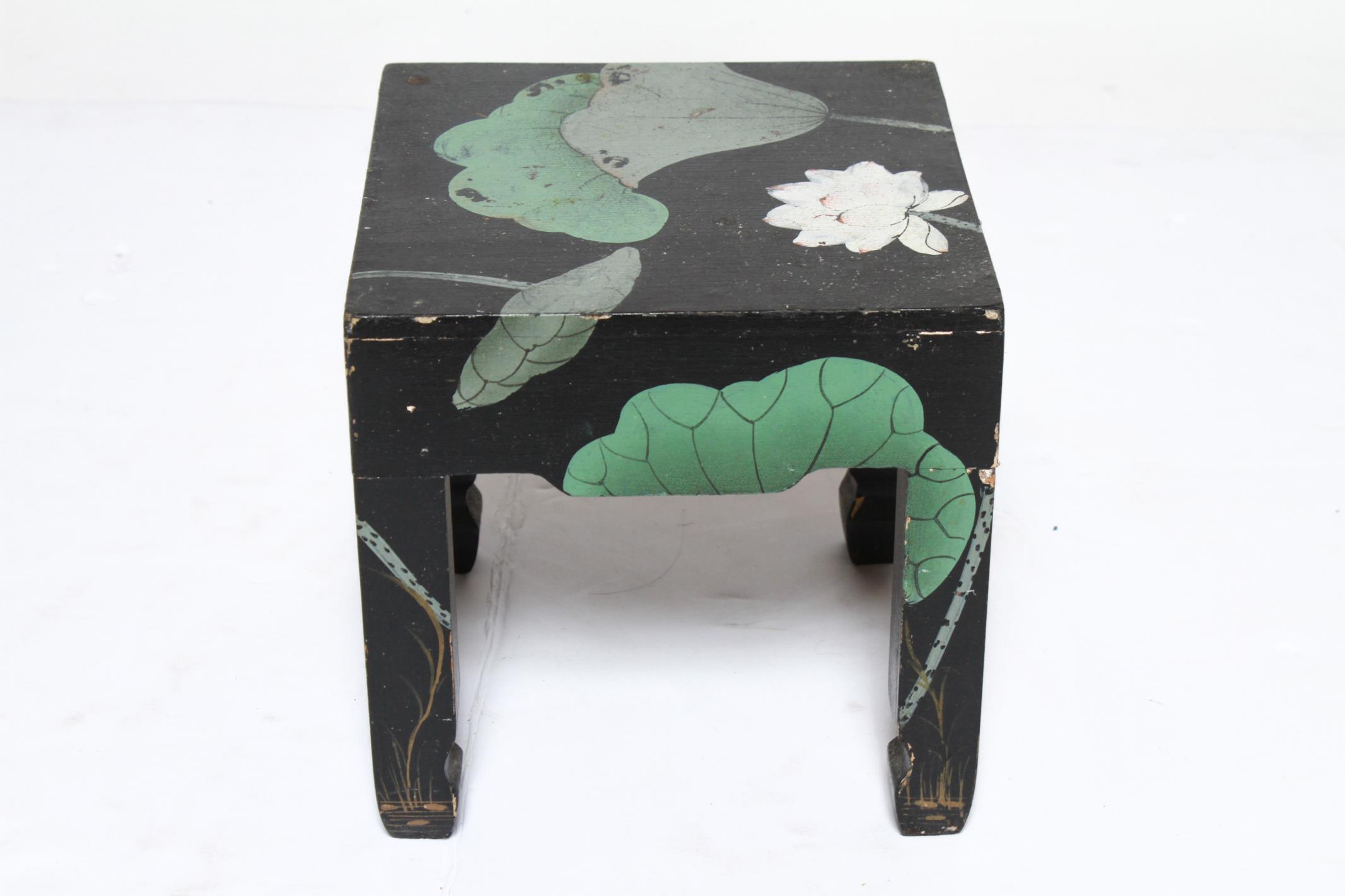 CHINOISERIE EBONIZED WOOD PLANT 3c2b09