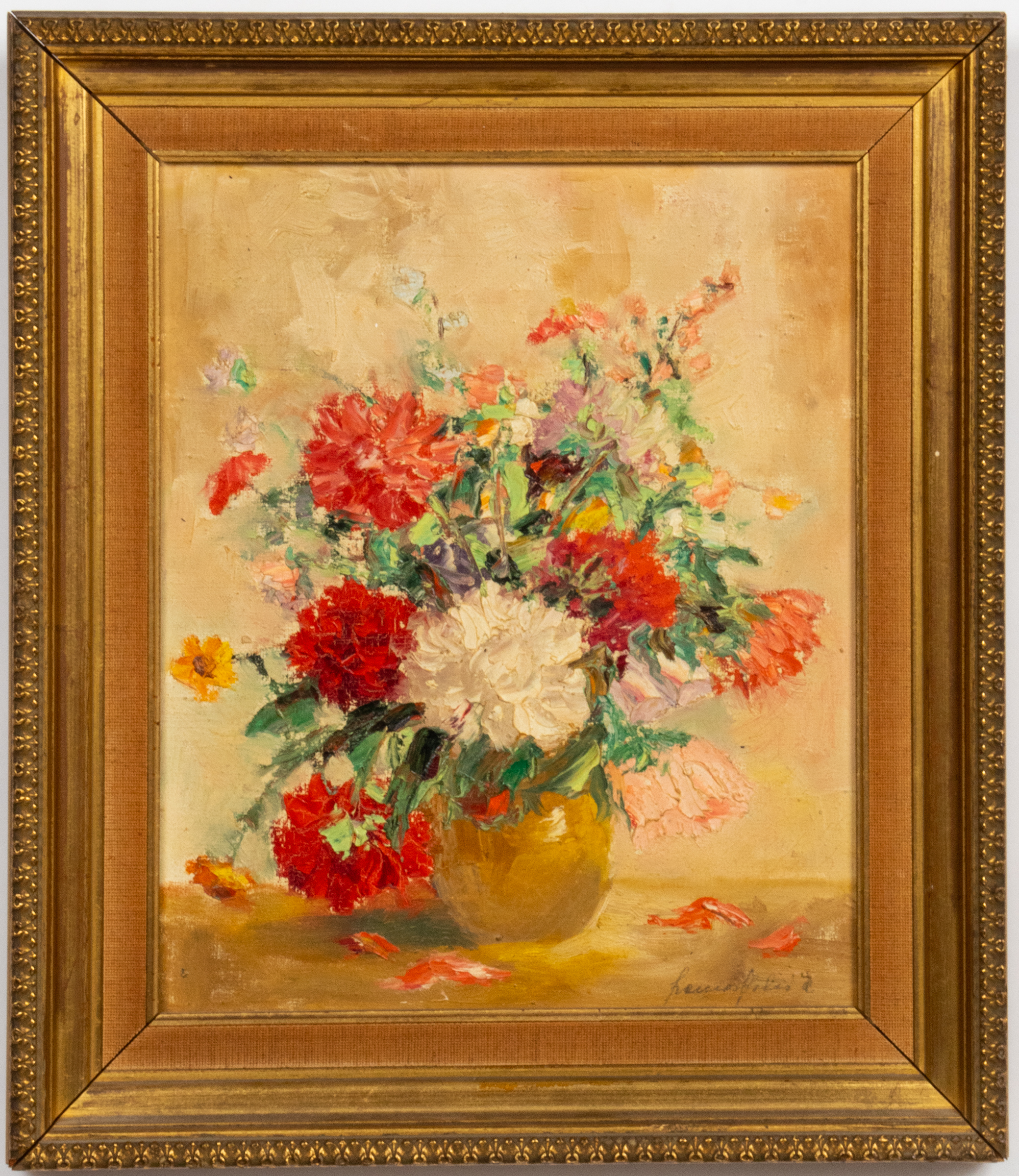 ILLEGIBLY SIGNED STILL LIFE W FLOWERS 3c2b22