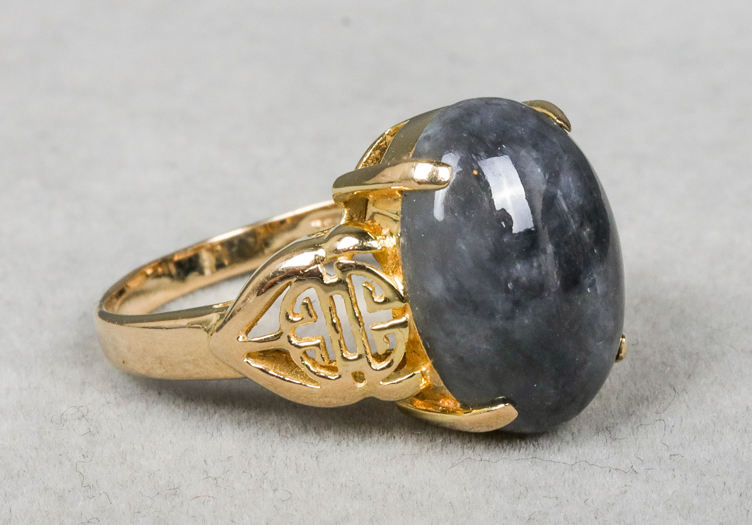 14K YELLOW GOLD BLACK JADE ASIAN 3c2bbe