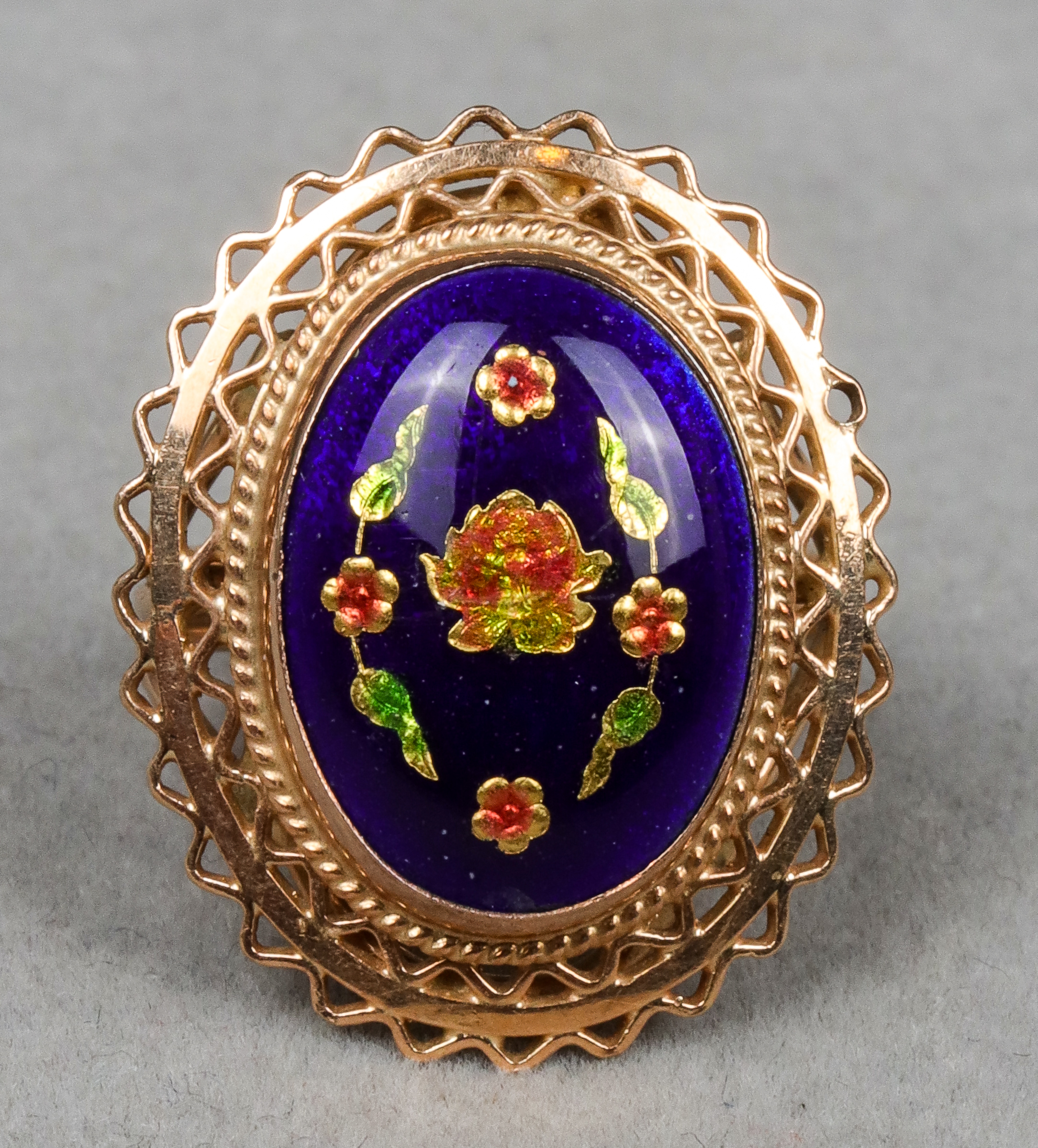 VICTORIAN 14K YELLOW GOLD & ENAMEL