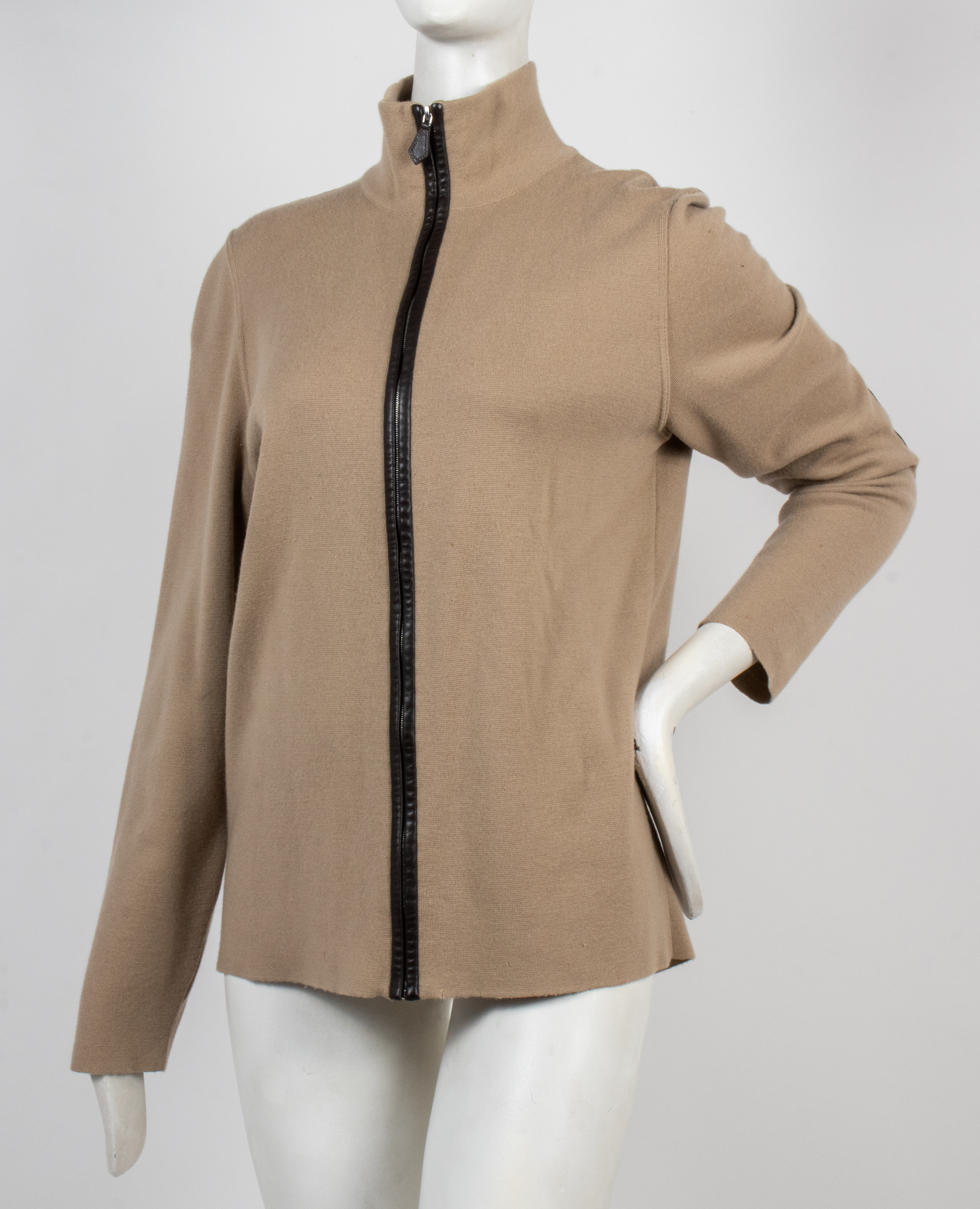 HERM?S CASHMERE & MERINO WOOL ZIPPERED