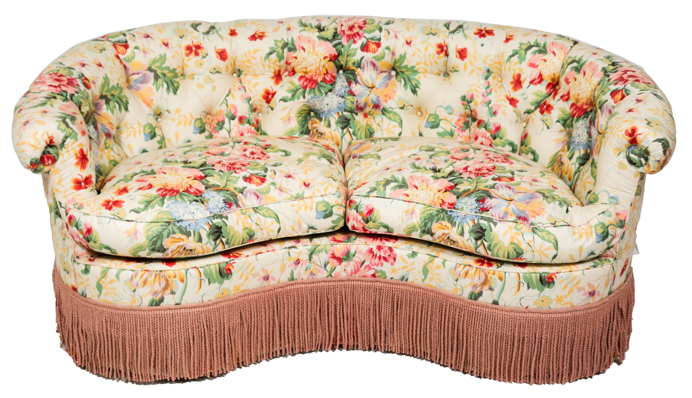 TUFTED FLORAL UPHOLSTERED ROUND