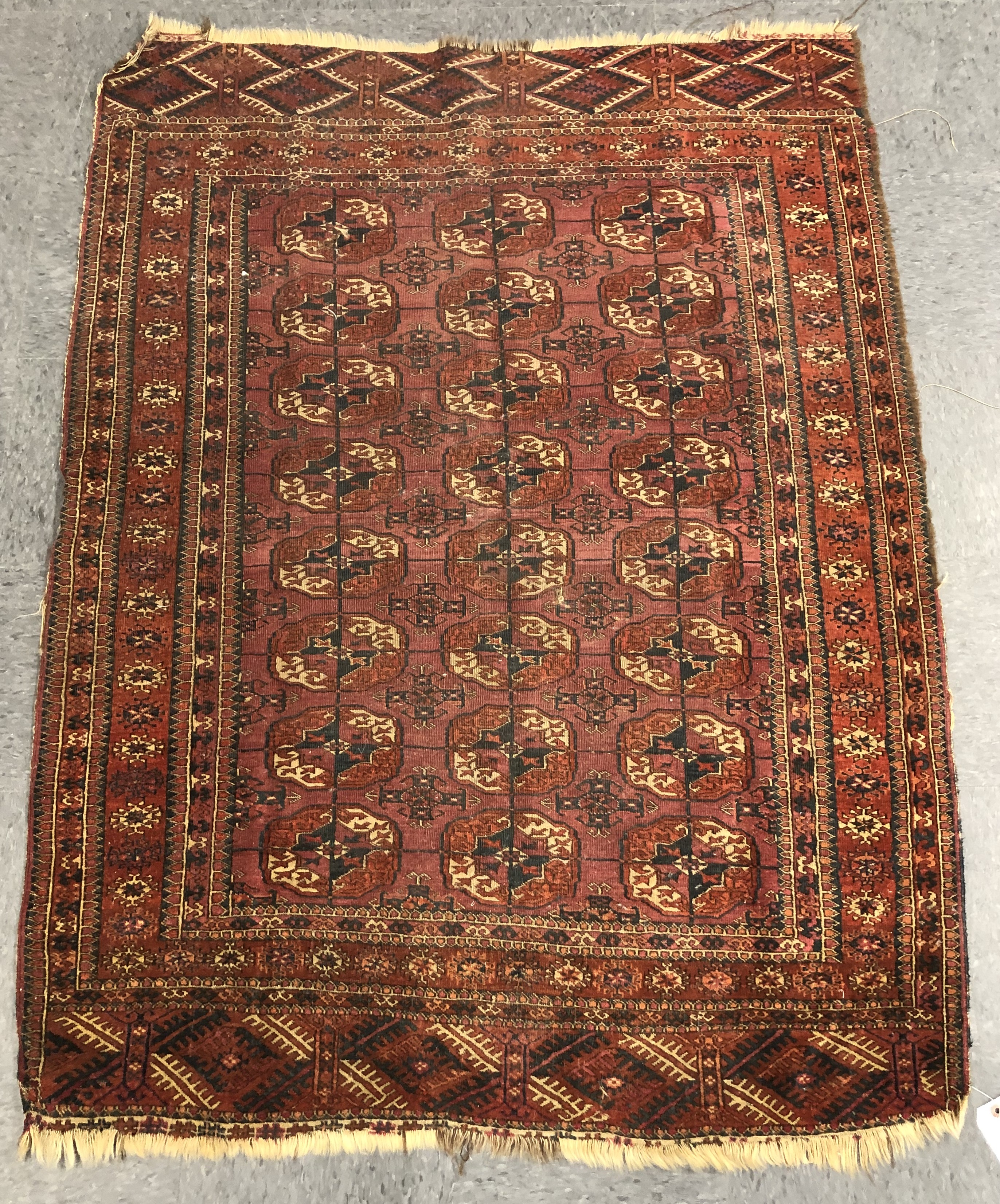 AFGHAN GEOMETRIC BOKHARA RUG, 5'