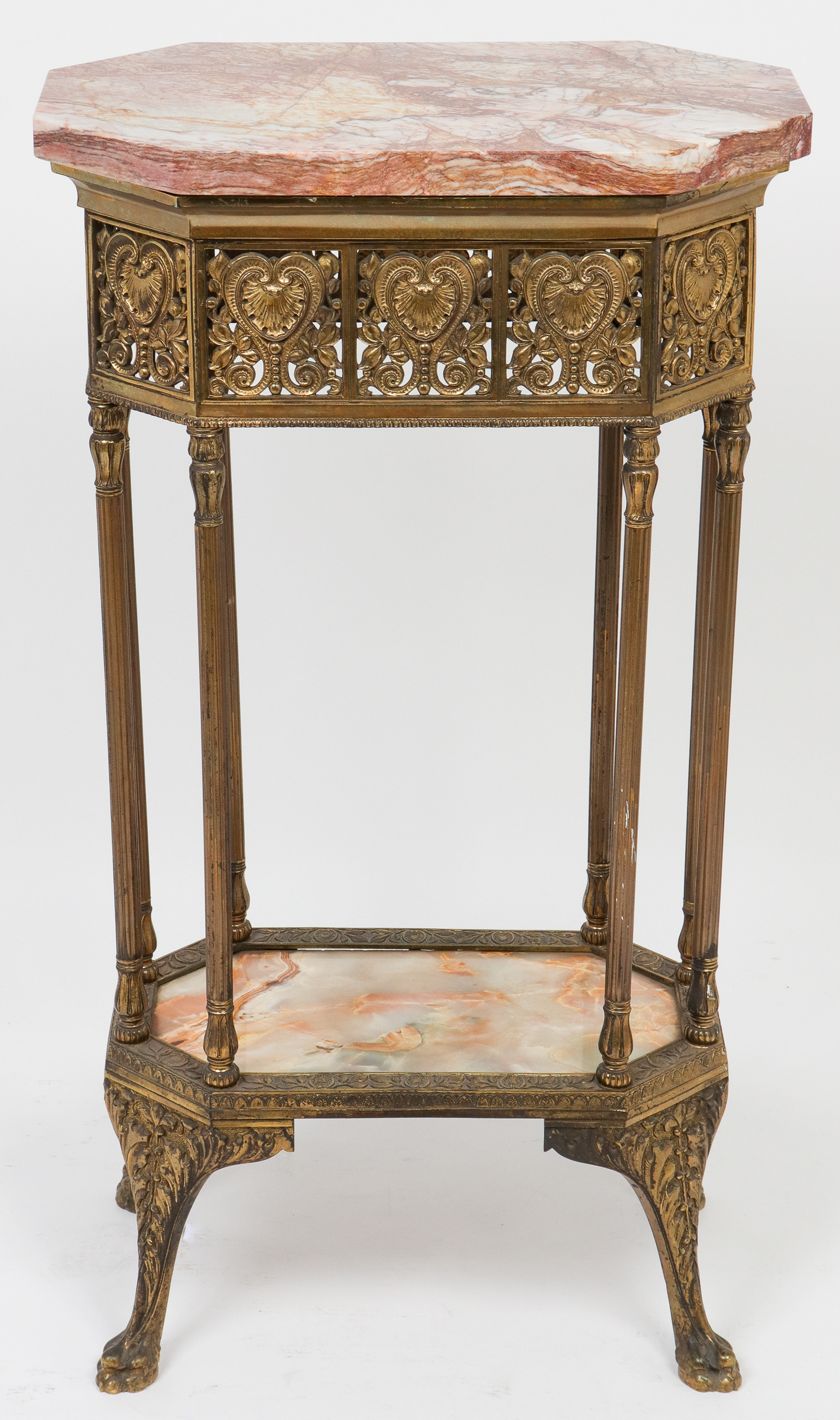 TWO-TIER GILT METAL, MARBLE, &
