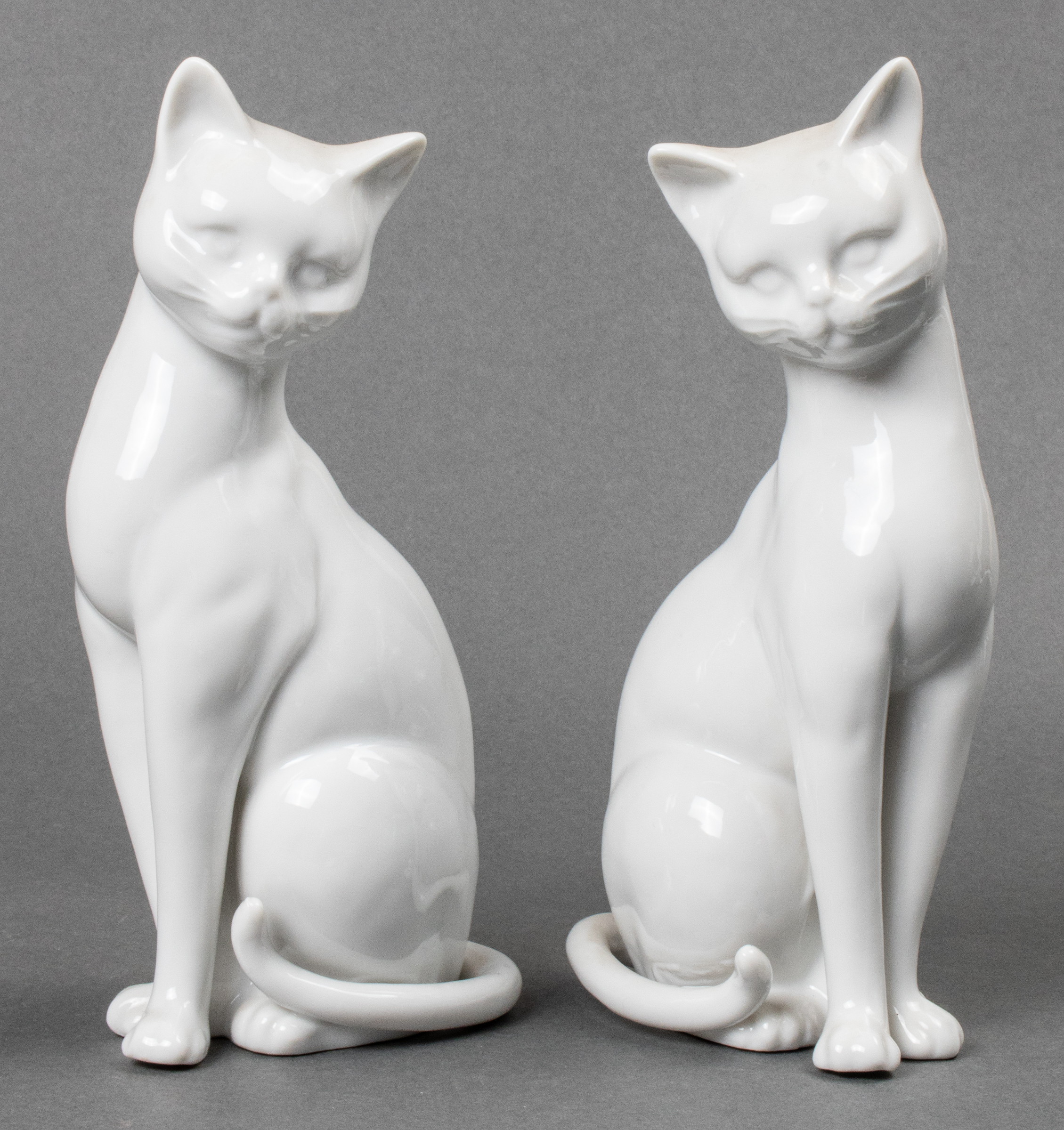 PORCELAIN BLANC DE CHINE CAT SCULPTURES,