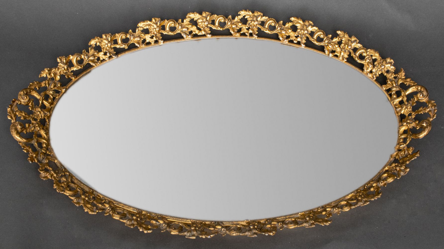 GILDED FLORAL MIRROR TRAY Antique
